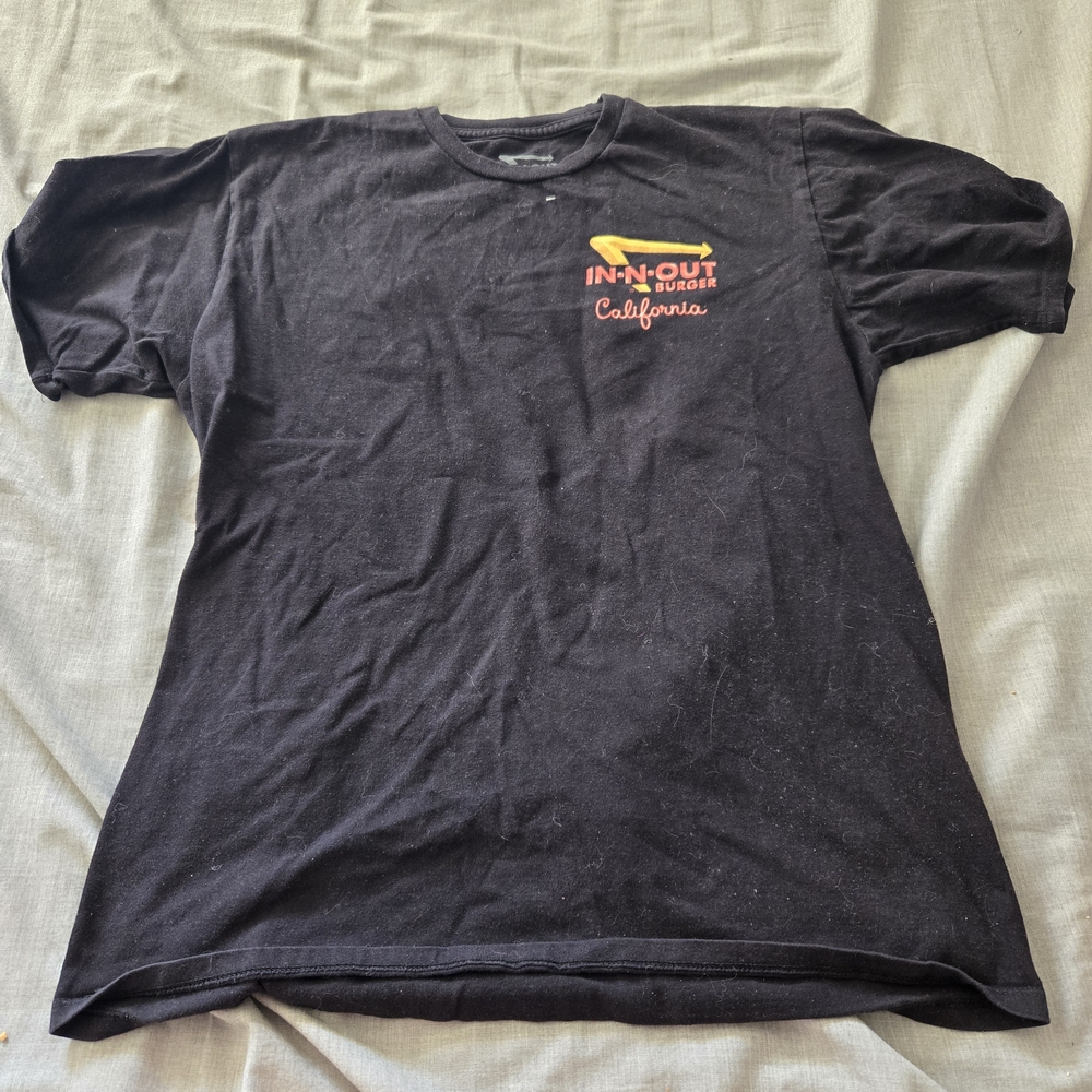 In-N-Out Burger T-Shirt Adult Large California Black Palm Tree Sunset 2 Sided